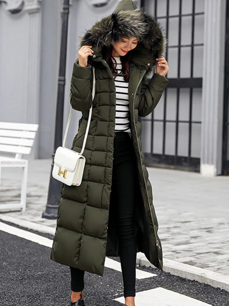 Women's Winter Jacket Long Parkas Winter Wear Korean Fashion Edition Belted Slim Fit Cotton Jacket Padding Warm Windbreak Coat