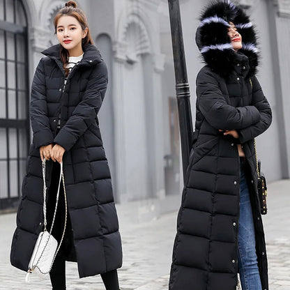 Women's Winter Jacket Long Parkas Winter Wear Korean Fashion Edition Belted Slim Fit Cotton Jacket Padding Warm Windbreak Coat